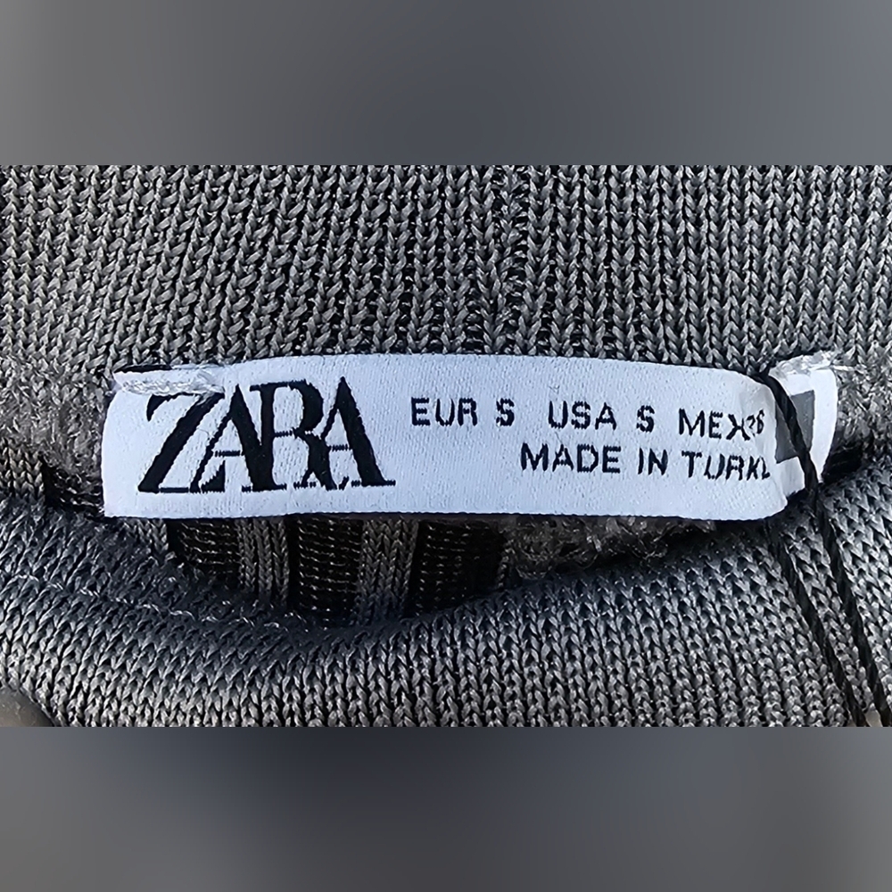 Zara FLARED RIBBED PANTS Gray Marl SMALL - Picture 6 of 7